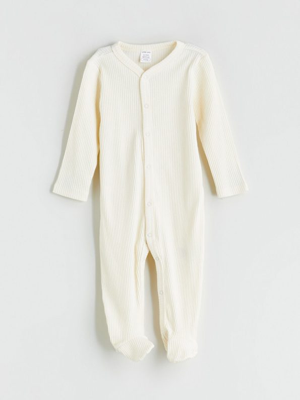 Long Sleeve Patterned Unisex Baby Romper with Crew Neck