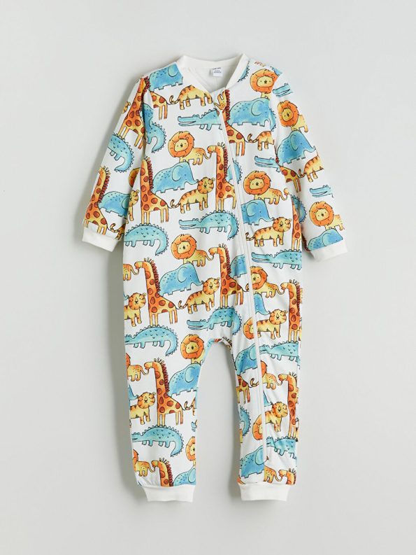 Unisex Long Sleeve Patterned Baby Romper