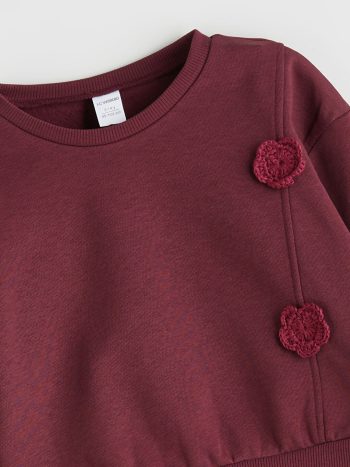 Girls' Heart Print Crew Neck Sweatshirt