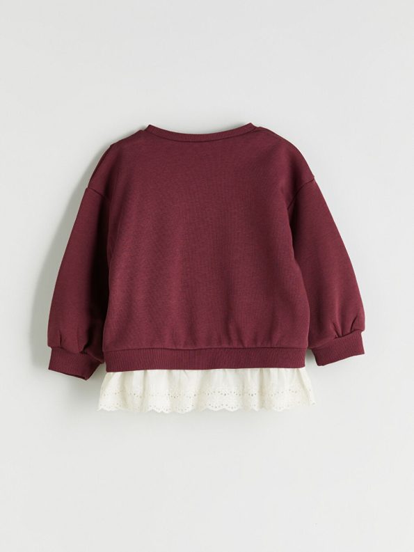 Girls' Heart Print Crew Neck Sweatshirt