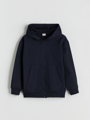 Hooded Printed Long Sleeve Boys Zip-Up Sweatshirt