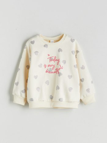 Floral Appliqué Crew Neck Sweatshirt for Girls