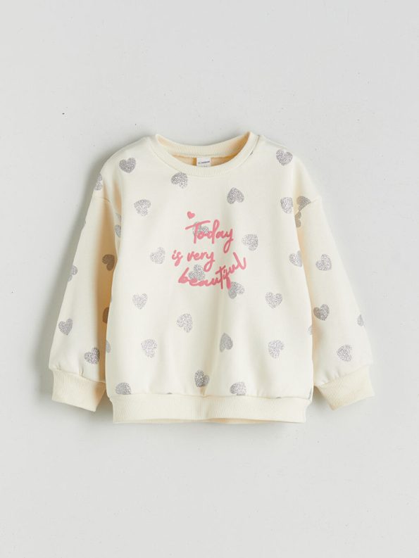 Floral Appliqué Crew Neck Sweatshirt for Girls