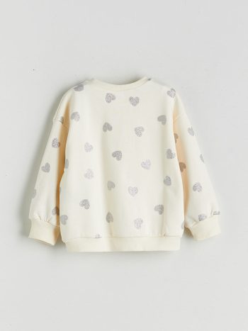Floral Appliqué Crew Neck Sweatshirt for Girls