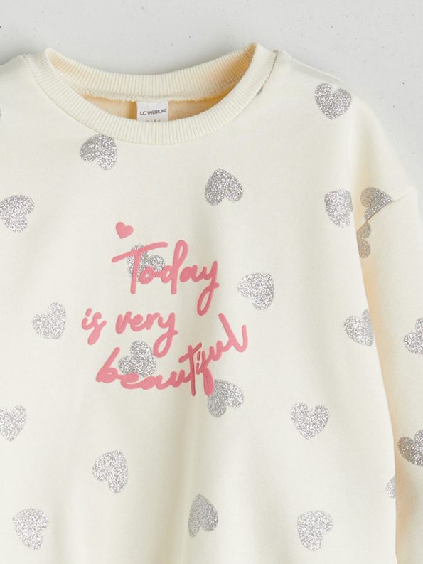 Floral Appliqué Crew Neck Sweatshirt for Girls
