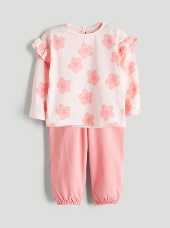Baby Collar Girl's Sweatshirt and Leggings Set