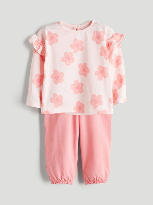 Baby Collar Girl's Sweatshirt and Leggings Set