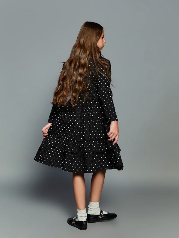Floral Print Girls' Dress with Crew Neck