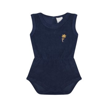 Navy Blue Towel Elastic Bodysuit