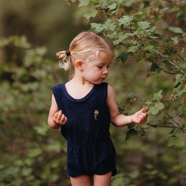 Navy Blue Towel Elastic Bodysuit