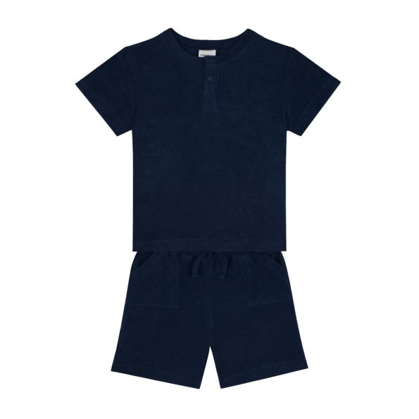 Navy Towel Shorts Set