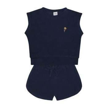 Navy Blue Towel Shorts Set