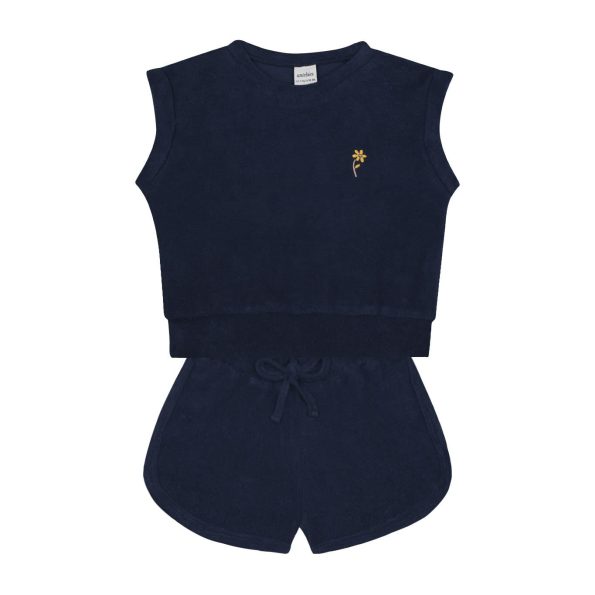 Navy Blue Towel Shorts Set