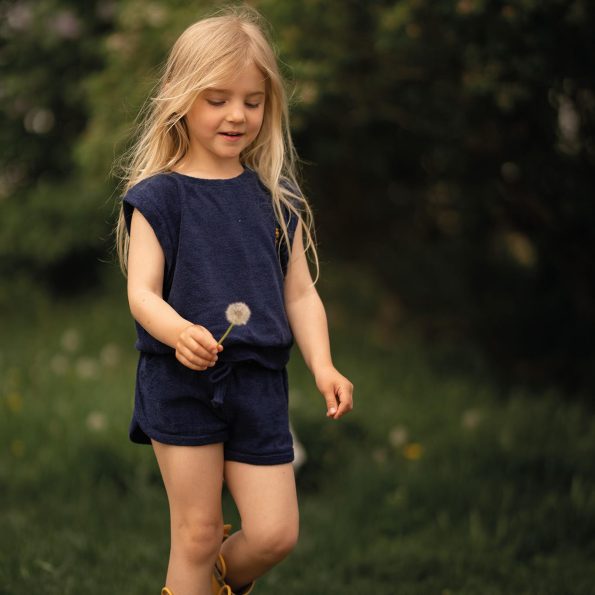 Navy Blue Towel Shorts Set