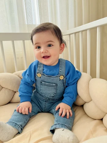 Soft Stretch Denim Dungaree Sweatshirt Set for Kids