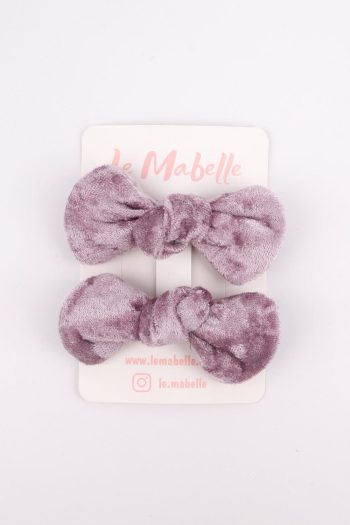 Lilac 2-Piece Velvet Hair Clips for Girls