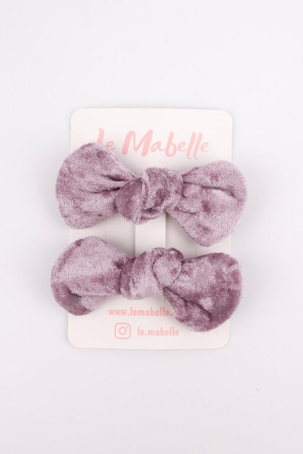 Lilac 2-Piece Velvet Hair Clips for Girls