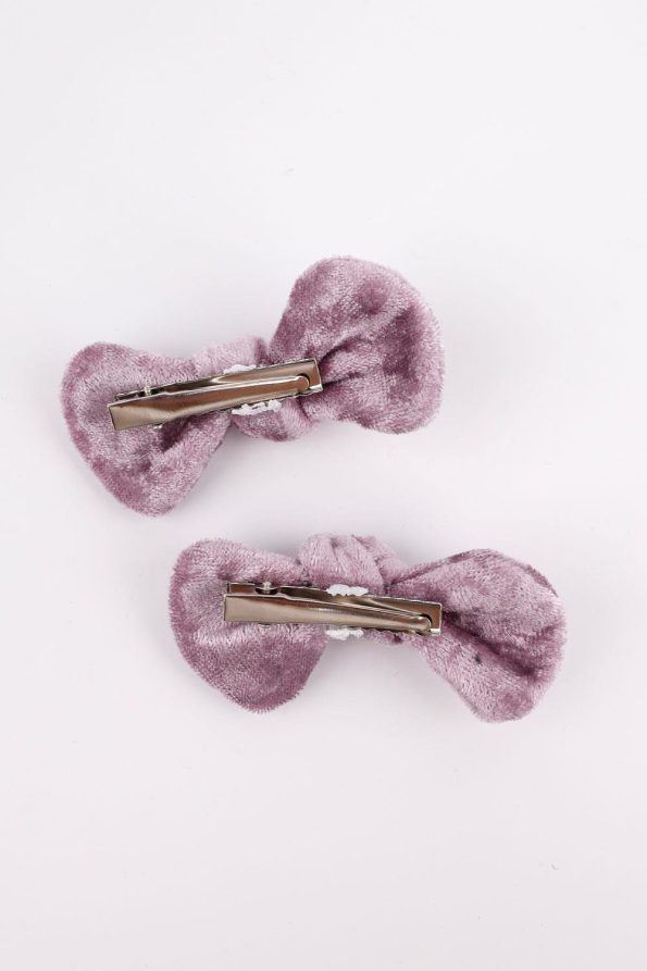 Lilac 2-Piece Velvet Hair Clips for Girls