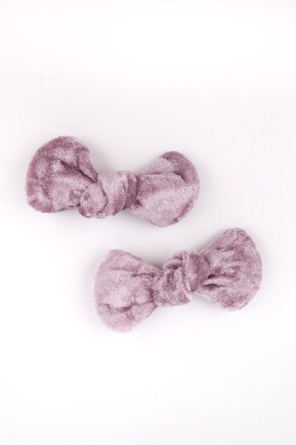 Lilac 2-Piece Velvet Hair Clips for Girls