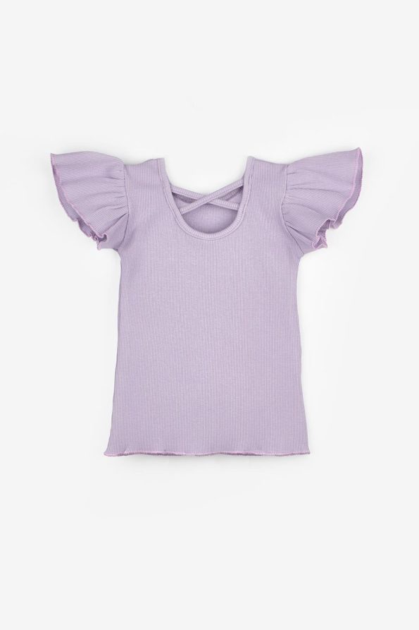 Lilac Cross-Back Trim Girls' T-Shirt - Julie