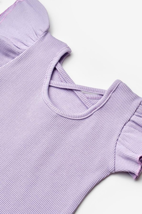 Lilac Cross-Back Trim Girls' T-Shirt - Julie