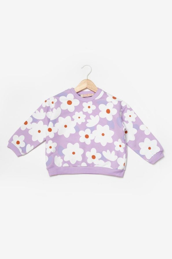 Lilac Floral Print Girls' Tracksuit - Gemma