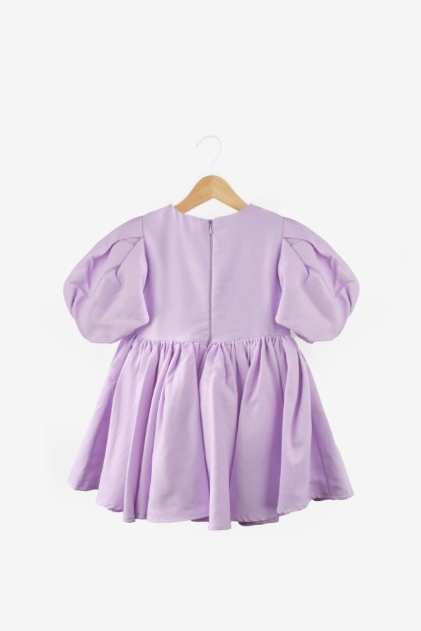 Lilac Giant Bow Detail Girls Dress - Celine