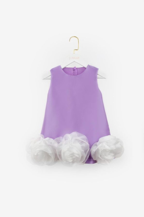 Lilac Dress with Rose Details for Girls - Paola