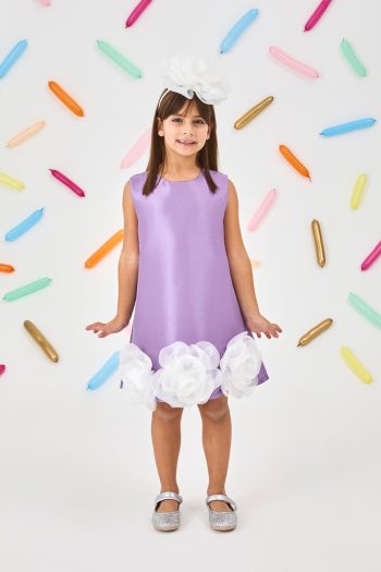 Lilac Dress with Rose Details for Girls - Paola