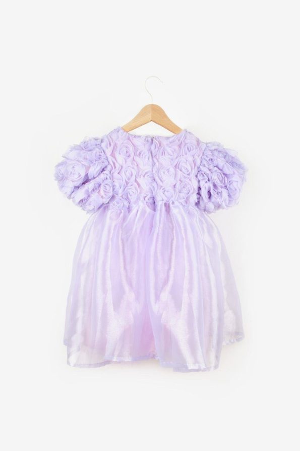 Lilac Rose Detail Tulle Skirt Girls Dress - Nelia