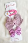 Lilac Knitted Flower Hair Clip Set