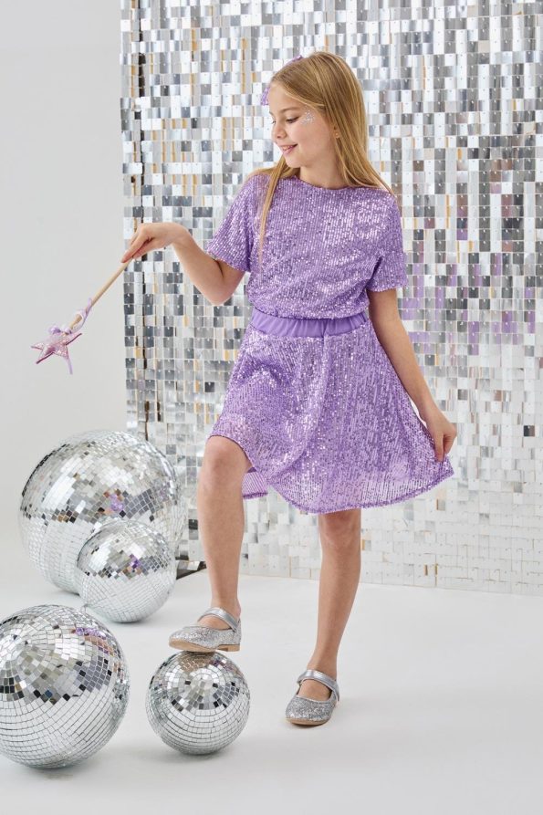Lilac Sequin Girls' Two-Piece Set