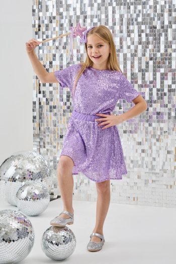 Lilac Sequin Girls' Two-Piece Set