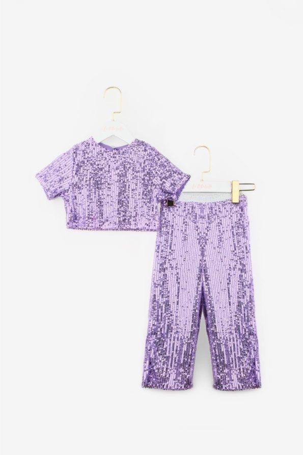 Lilac Sequin Girl's Top and Bottom Set - Effie