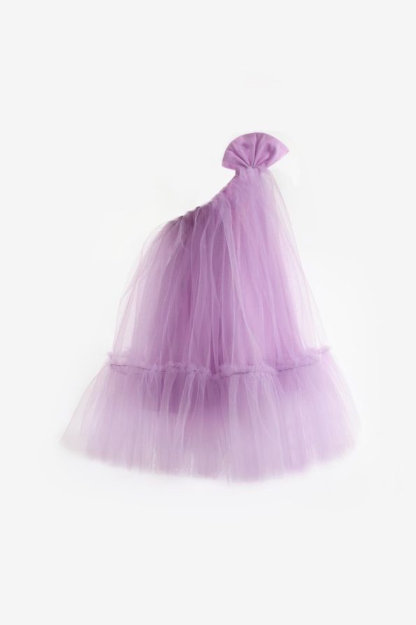 Lilac One-Shoulder Bow Dress for Girls