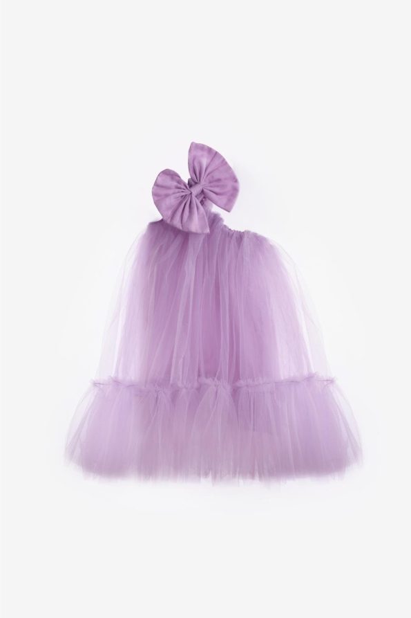 Lilac One-Shoulder Bow Dress for Girls