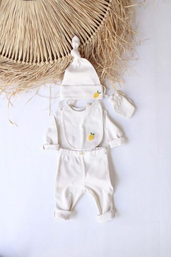 Lemon Embroidered 5-Piece Long Sleeve Newborn Set