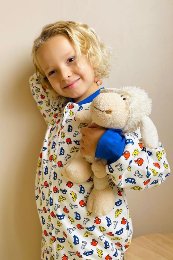 Boys' Colorful Car Print Sleep Suit White (Ages 1-5)