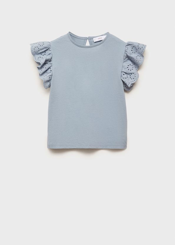 Ruffled and Embroidered T-Shirt