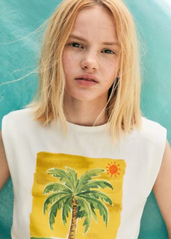 Patterned Sleeveless T-Shirt