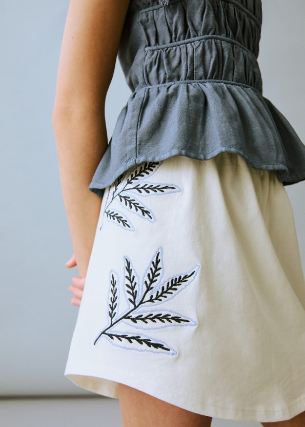 Embroidered Detail Skirt Pants