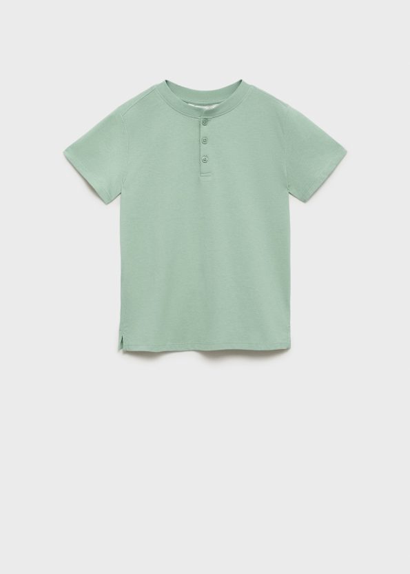 Button-Up Cotton T-Shirt