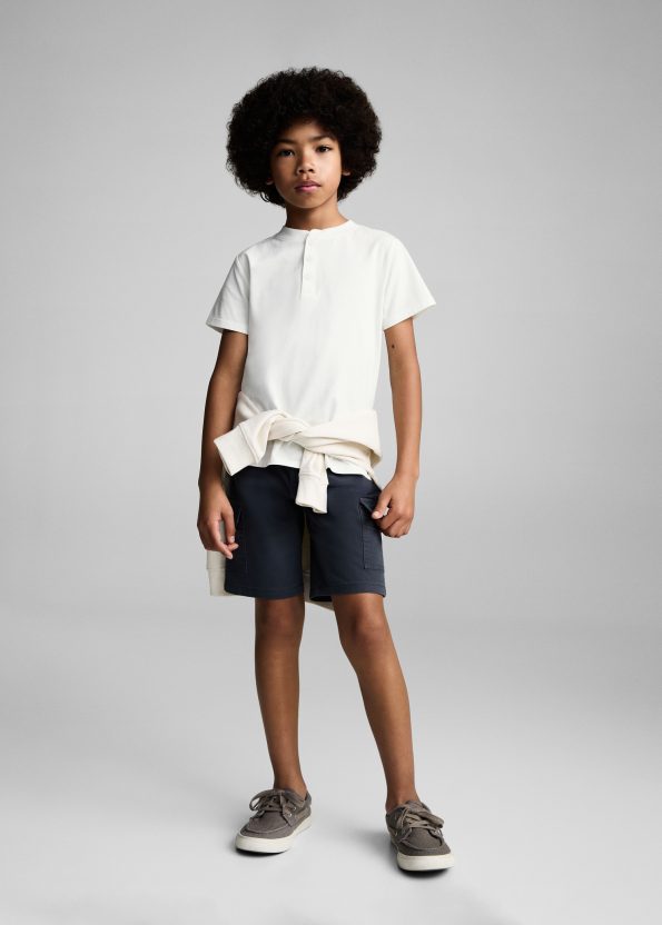 Button-Up Cotton T-Shirt