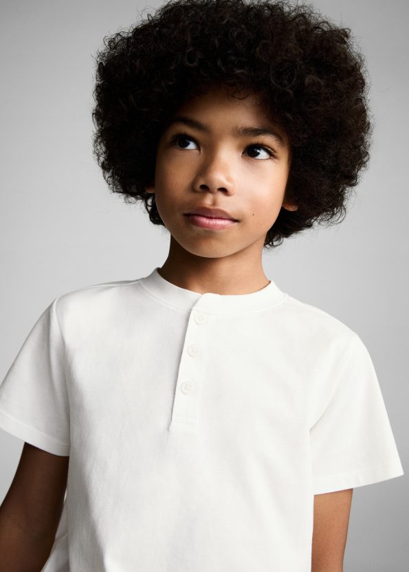 Button-Up Cotton T-Shirt