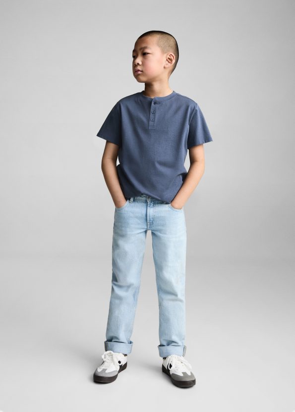 Button-Up Cotton T-Shirt