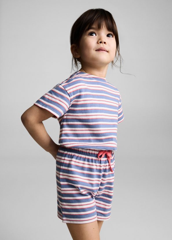 Short Striped Tie-Front Romper