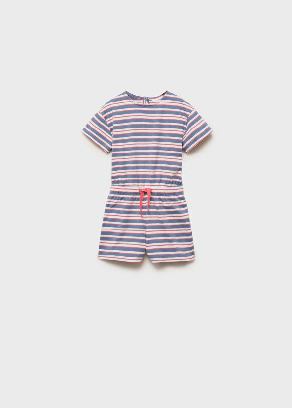 Short Striped Tie-Front Romper