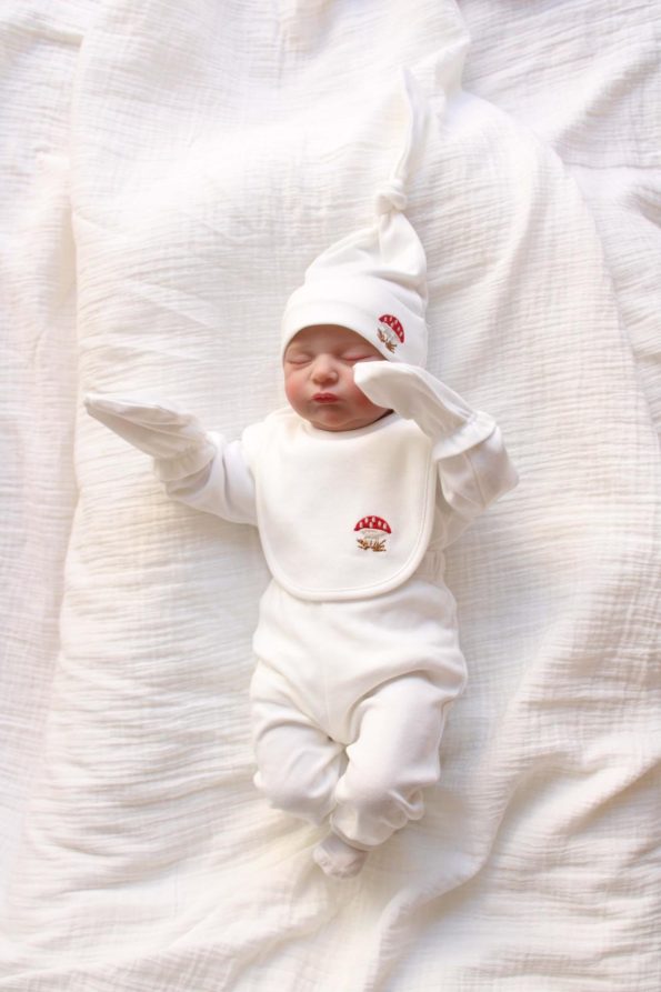 Embroidered Mushroom 5-Piece Long Sleeve Newborn Set