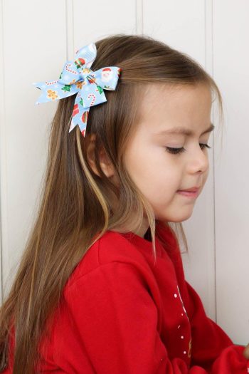 Blue Candy Cane Patterned Hair Clips for Girls