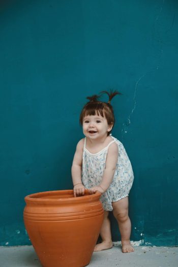 Blue Floral Print Baby Strap Jumpsuit